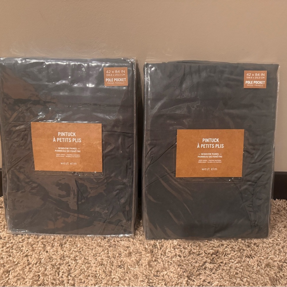 West Elm Gray Pintuck Curtains